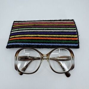 Vintage France Frame Eyeglasses Brown Cindy With Needlepoint Case Grannycore